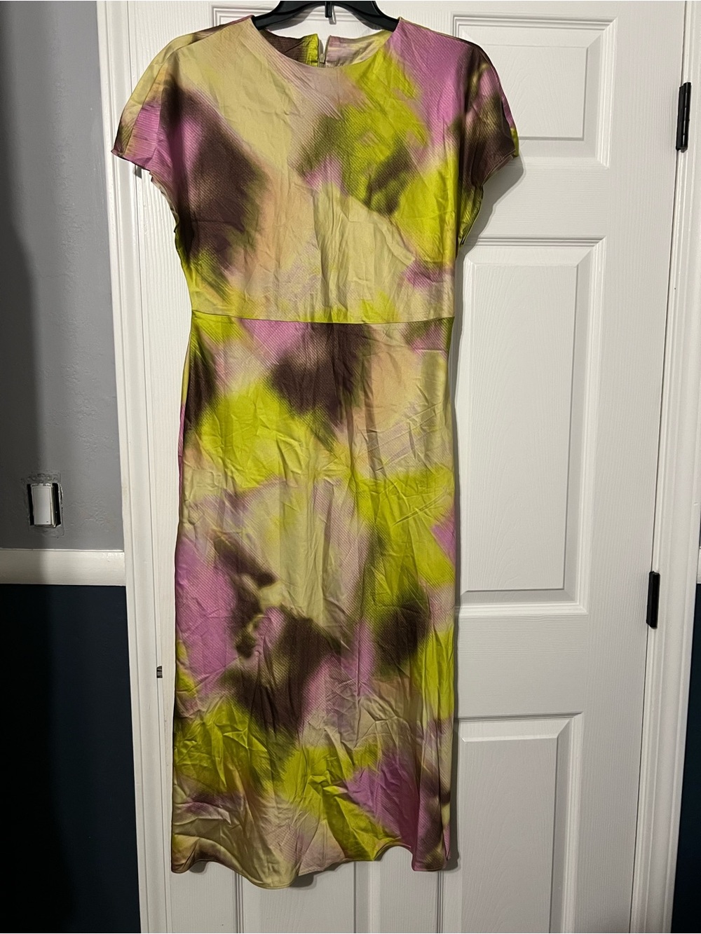 SHEIN Lime Green & Pink Tie-Dye Midi Dress